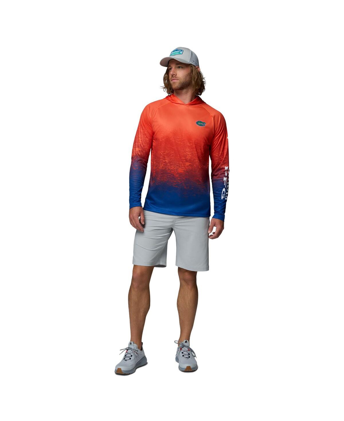Columbia Men's Orange Florida Gators Pfg Gradient Water Super Terminal Tackle Hoodie Omni-wick T-shirt In Orange