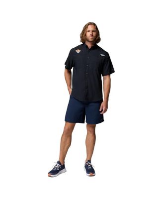 Men's Black Texas Longhorns Tamiami Omni-Shade Button-Down Shirt