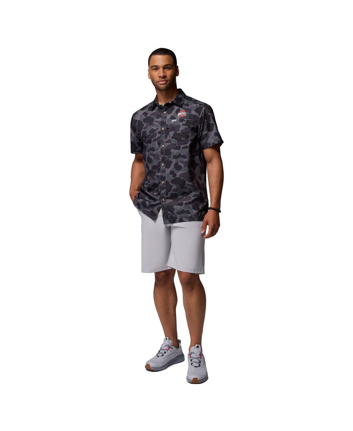 Columbia Men's Black Ohio State Buckeyes Super Slack Tide Omni-wick Button-up Shirt In Black