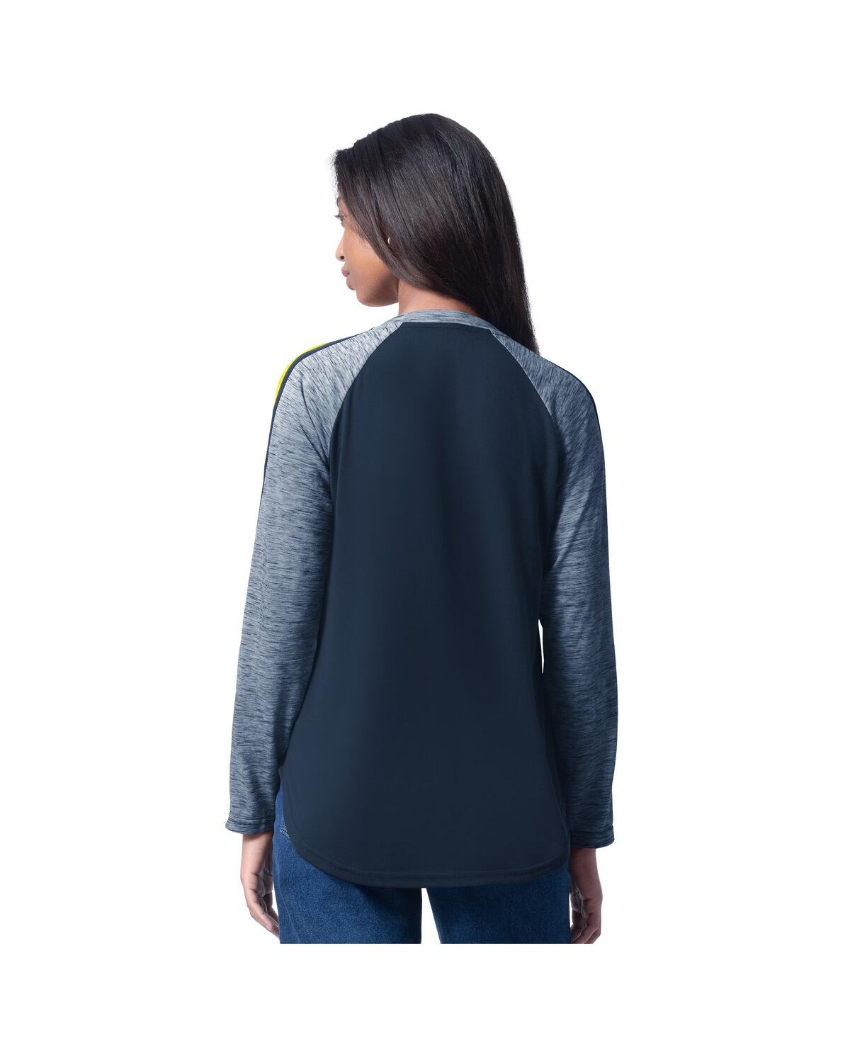 G-iii 4her By Carl Banks Women's Navy Milwaukee Brewers Top Dog Raglan Long Sleeve V-neck T-shirt In Blue
