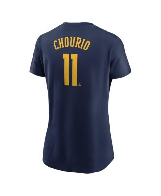 Women's Jackson Chourio Navy Milwaukee Brewers Fuse Name Number T-Shirt