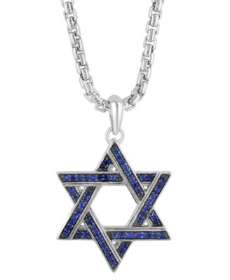 Blue Saphire Pendant Necklace (5/8 ct. t.w.) in Sterling Silver