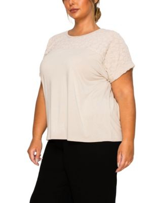 Plus Size Cheetah Burnout Contrast Yoke Dolman Top