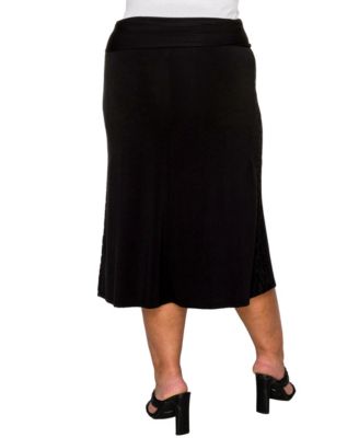 Plus Size Cheetah Burnout Contrast Fold Over Midi Skirt