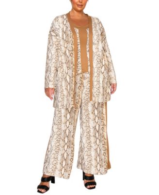 Plus Size Python Side Contrast Pants