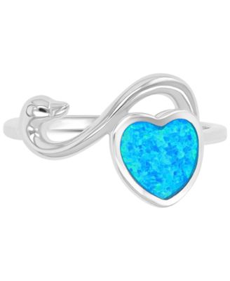 Heart Shape Opal (0.35 ct. t.w.) Ring in Sterling Silver