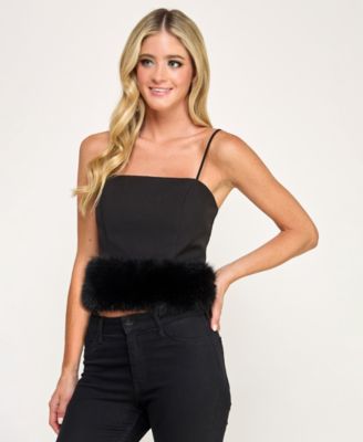 Juniors' Faux Fur-Hem Top