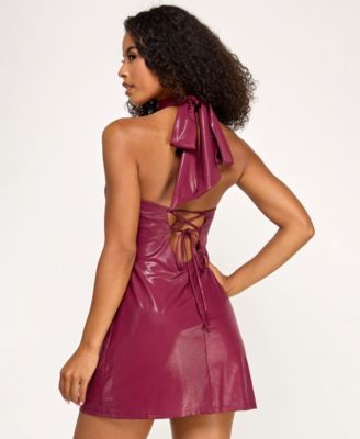 Juniors' Foil Draped Scarf One-Shoulder Dress