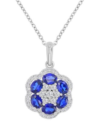 Blue Sapphire (1.2 ct. t.w.) and White Sapphire (0.47 ct. t.w.) Necklace in Sterling Silver