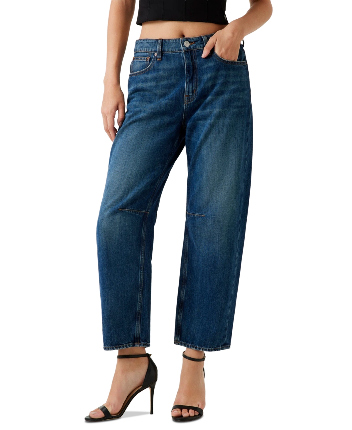 Guess Women's Barrel Fit High Rise Jeans In Blue