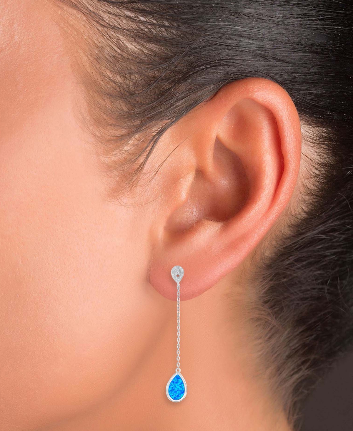 Macy's Opal Earrings In Sterling Silver In Silver