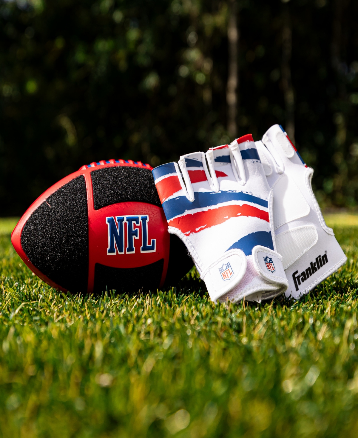 Franklin Sports Nfl Sticky Fingers Football and Receiver Gloves Set