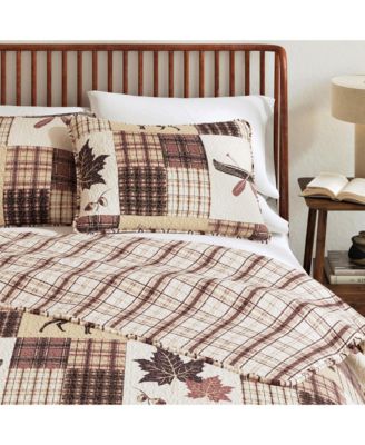 Rustic Lodge Patchwork Microfiber Quilt Set With Shams