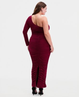 Trendy Plus Size One-Shoulder Ruched Dress