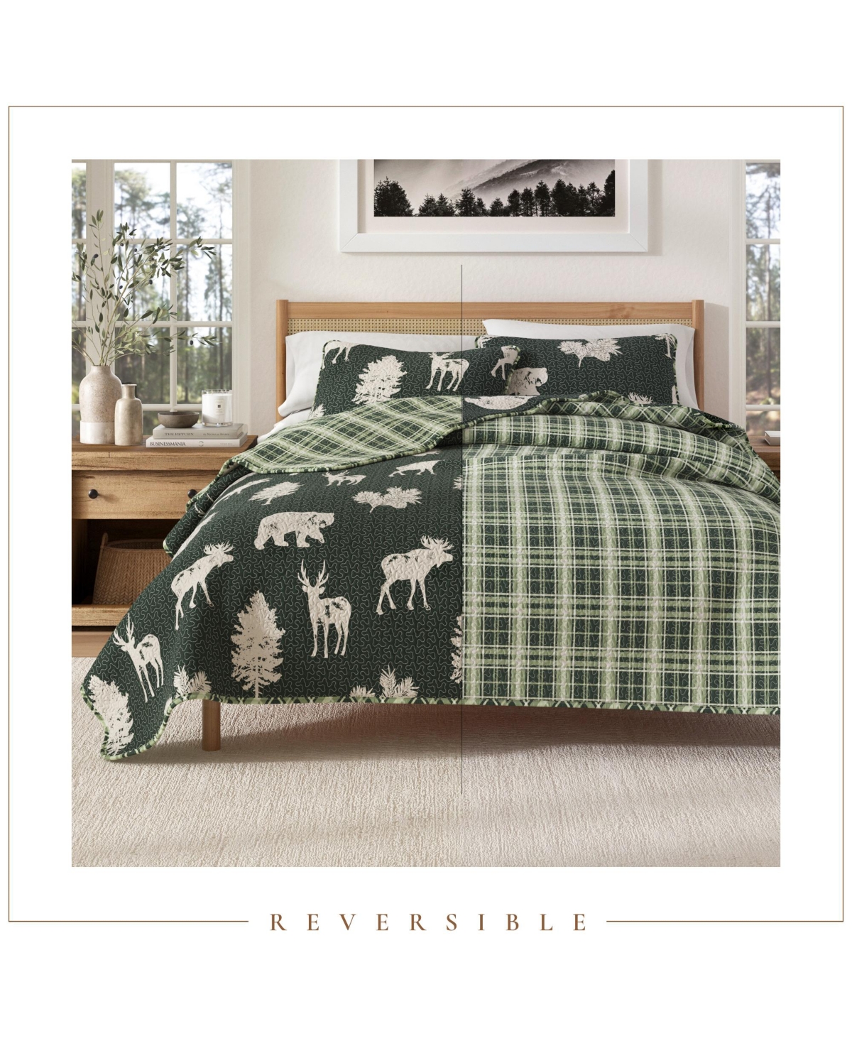 Linery & Co. Deer & Trees Microfiber Quilt Set with Shams