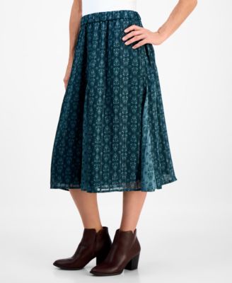 Petite Damask Shine Mixed-Print Skirt, Macy's Exclusive