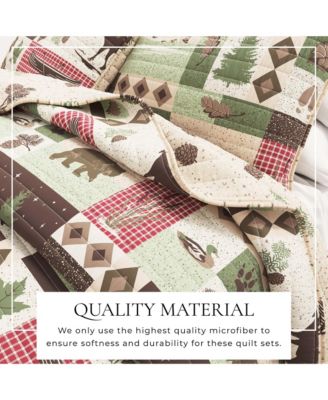 Wildlife Patchwork Microfiber Quilt Set With Shams