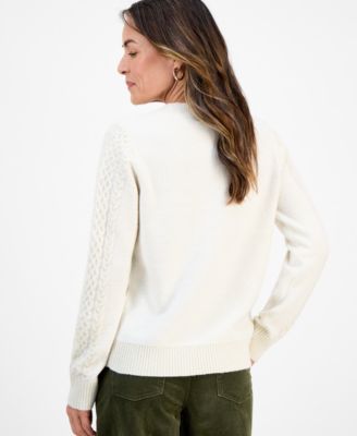 Petite Shine Cable-Knit Sweater, Macy's Exclusive
