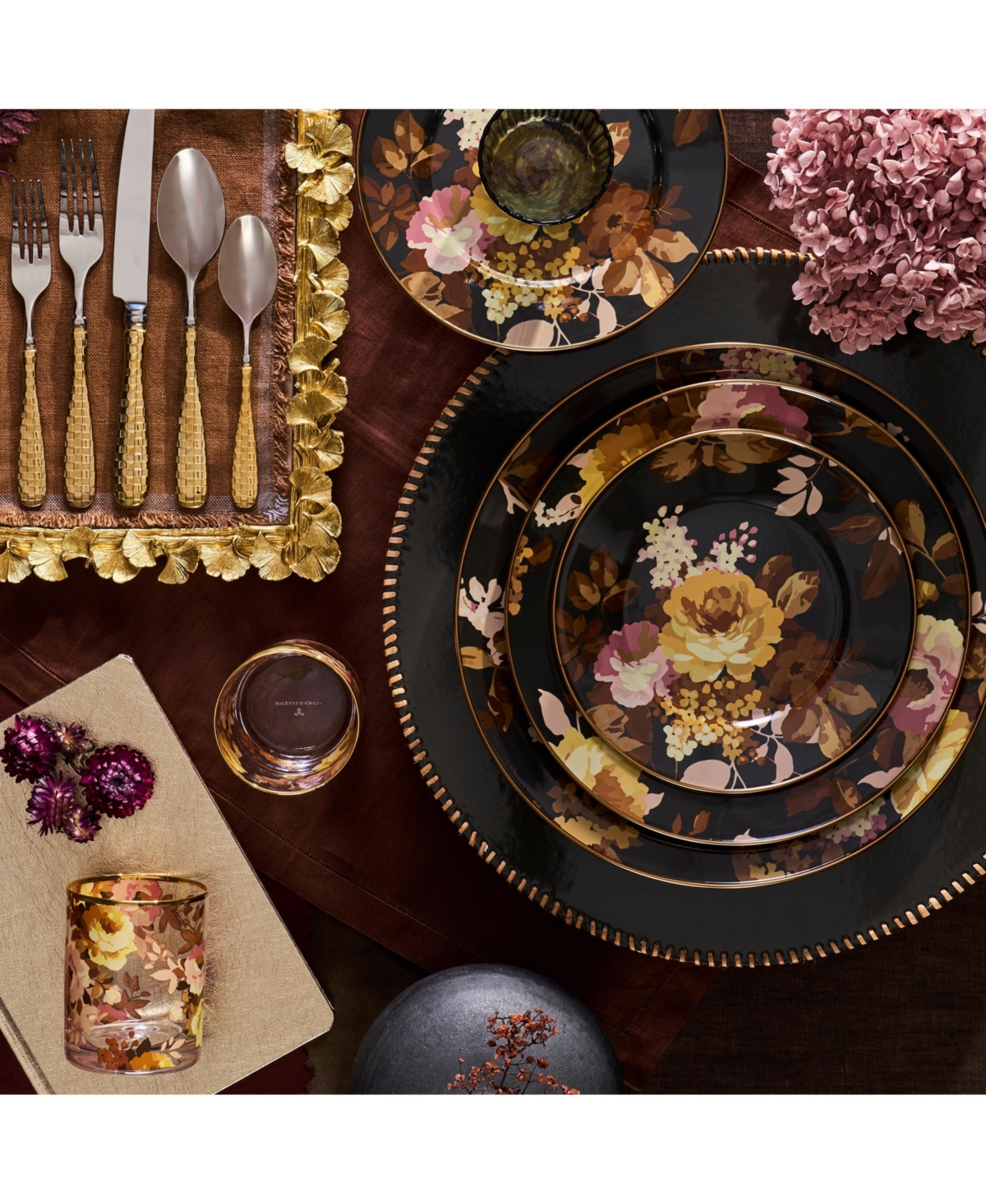 Mackenzie-childs Wild Rose Brown Salad Plate In Multi
