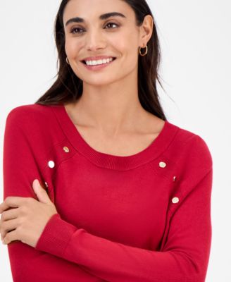 Petite Button-Detail Sweater, Macy's Exclusive