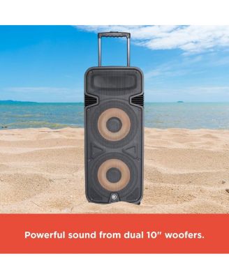 Tower Speaker Dual 10-Inch 30000 RMS Lights FM Rechargeable With Roaring Bass For Parties and Events