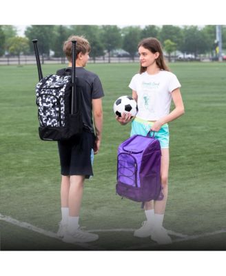 Athlete Backpack with Shoe Compartment Bat Holders and Night Visibility