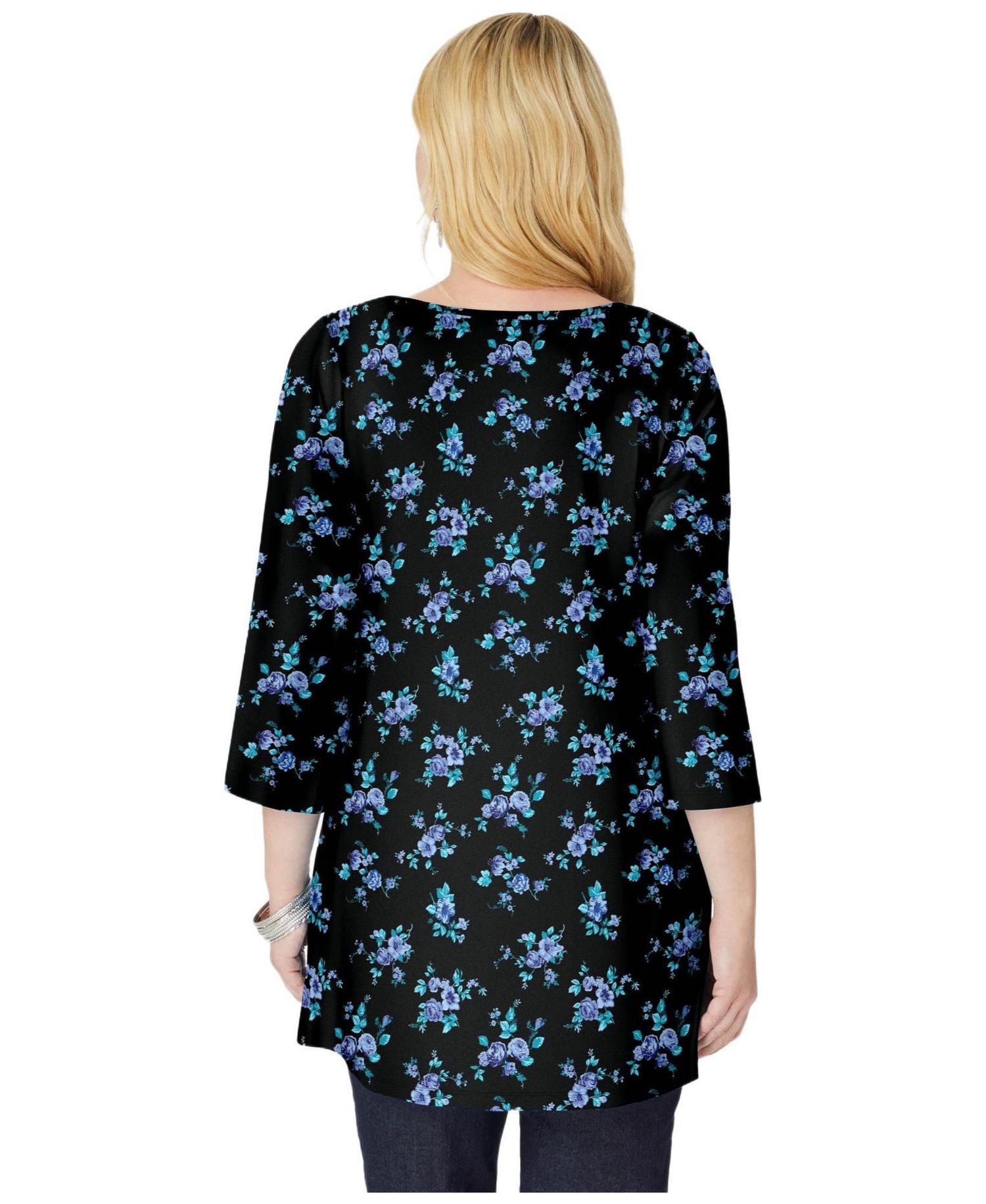 Women's Within Perfect Printed Three-Quarter-Sleeve V-Neck Tunic