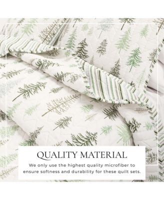 Rustic Lodge Trees Microfiber Quilt Set With Shams