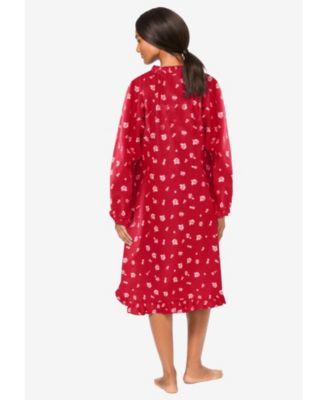 Plus Size Only Necessities Cotton Flannel Print Short Gown