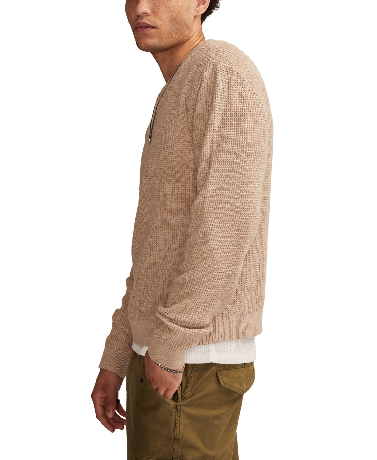 Lucky Brand Men's Waffle Crewneck Sweater In Brown