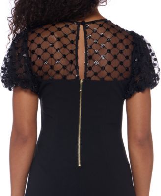 Juniors' Embellished Puff Sleeve Dress