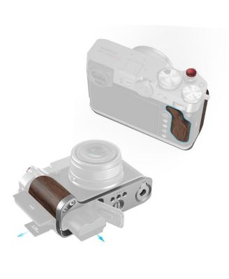 L-Shape Mount Plate with Wooden Handle for Fujifilm GFX100RF Camera