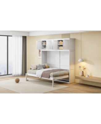 Streamdale Full Size Murphy Bed Wall Bed with Top Cabinets, Gray