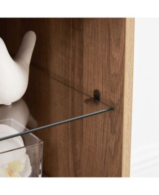 Electric Fireplace TV Stand with Glass Shelves