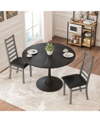 Streamdale Modern PU Leather Dining Chairs (Set of 2) with Steel Legs in Grey