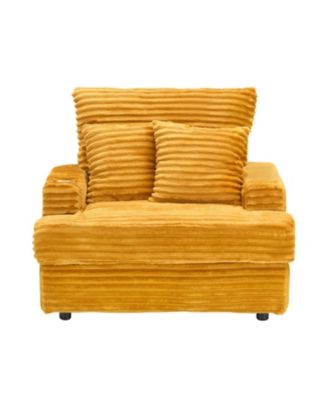 Cozy Armchair & Ottoman Set 39" Spring Upholstered Sofa with Cup Holder