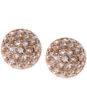 image of Givenchy Earrings, Rose Gold-Tone Crystal Button Earrings