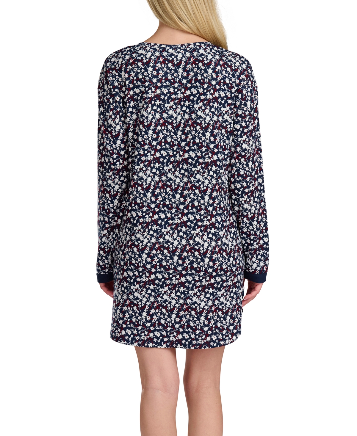 Tommy Hilfiger Women's Long Sleeve Henley Sleepshirt In Multi