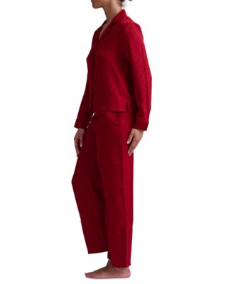 Women's 2-Pc. Satin Logo Notch Collar Pajamas Set