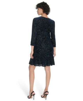 Women's Crewneck Ruffled Hem Dress