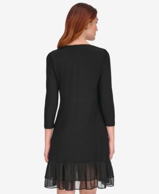 Women's Crewneck Ruffle Hem Dress