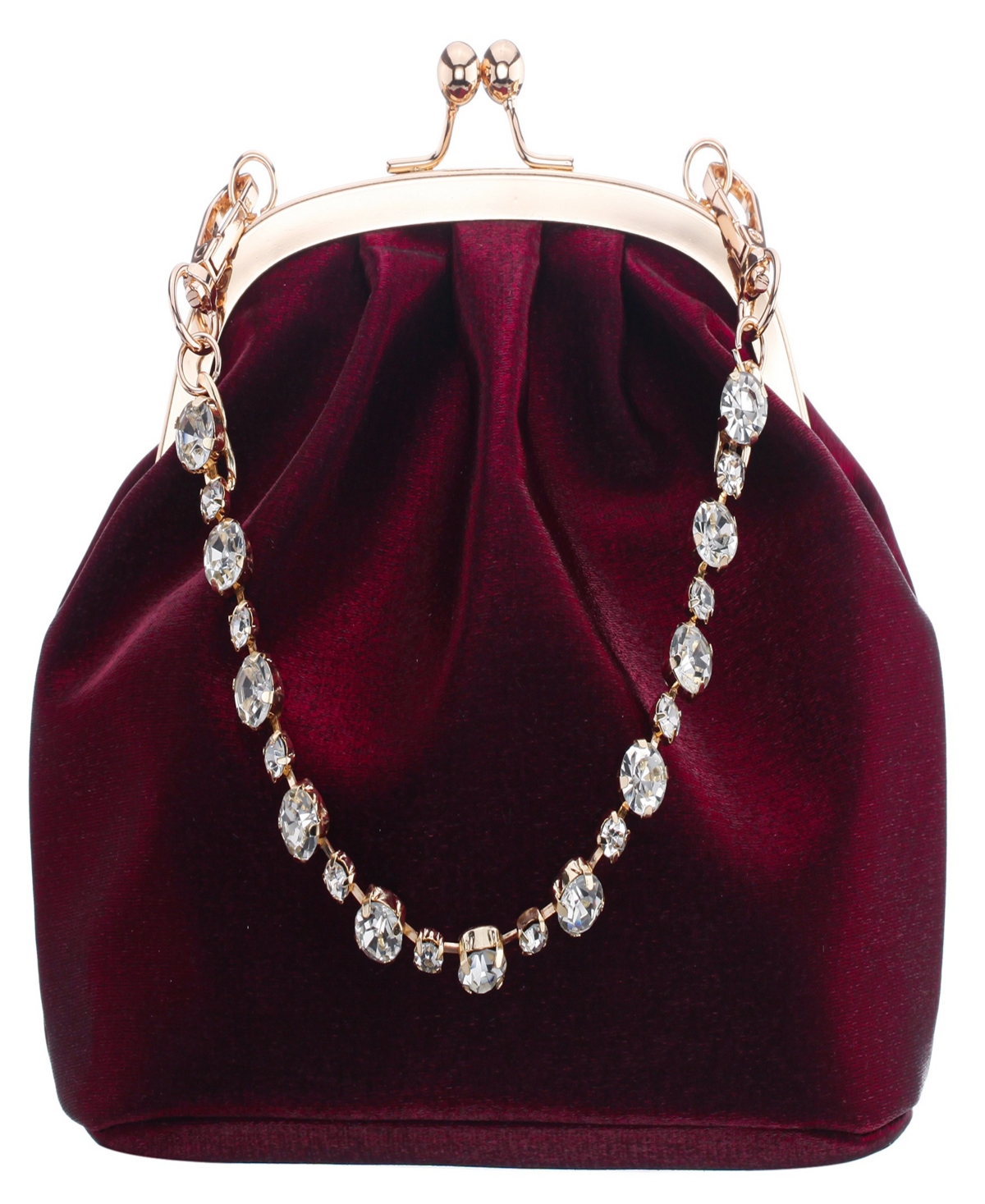 Nina Vintage Style Crystal Handle Frame Clutch In Burgundy