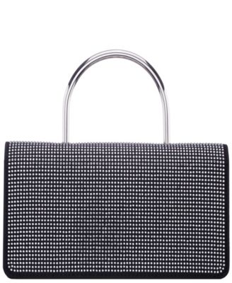 Elongated Crystal Magnetic Snap Satchel Bag