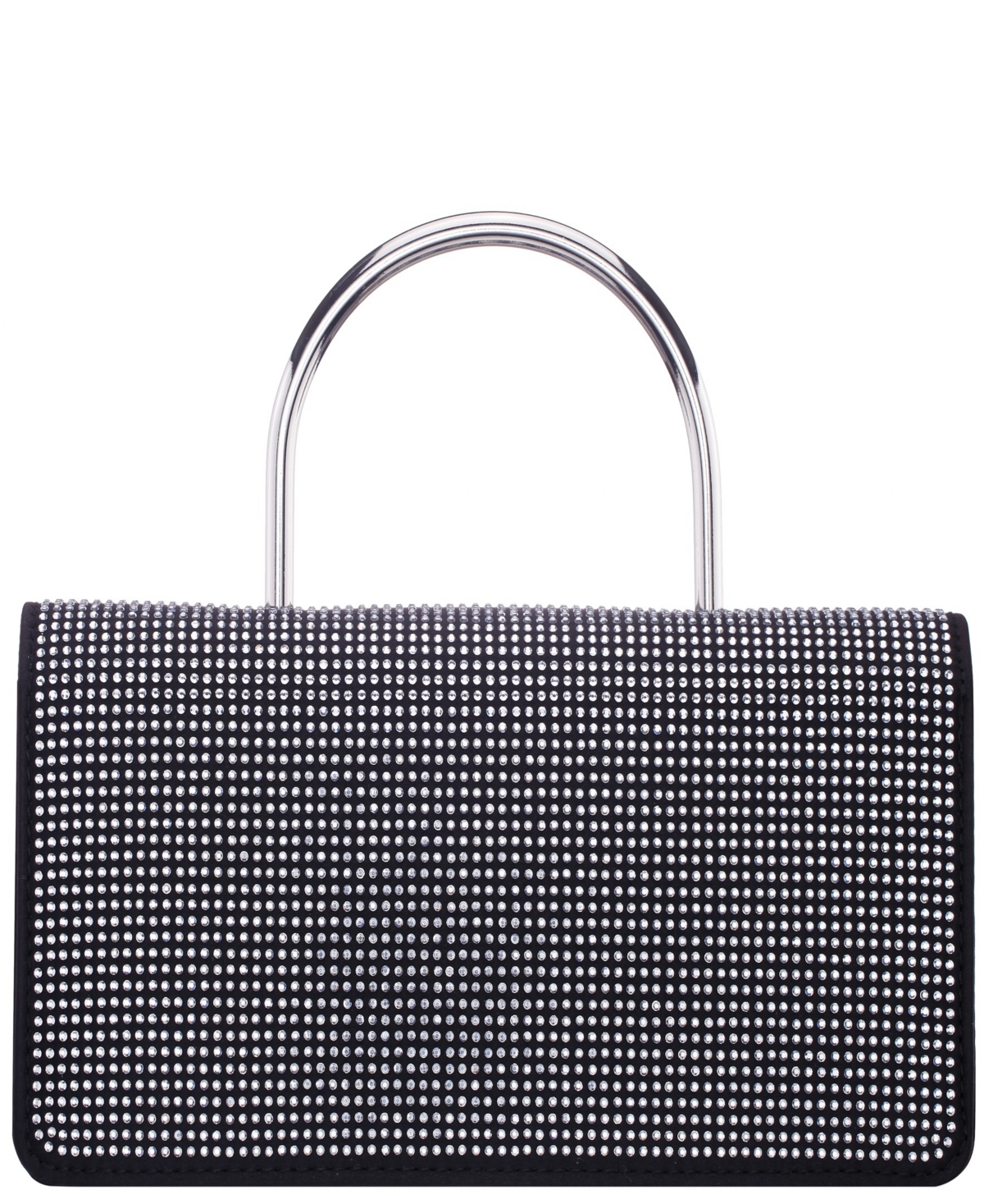 Nina Elongated Crystal Magnetic Snap Satchel Bag In Black