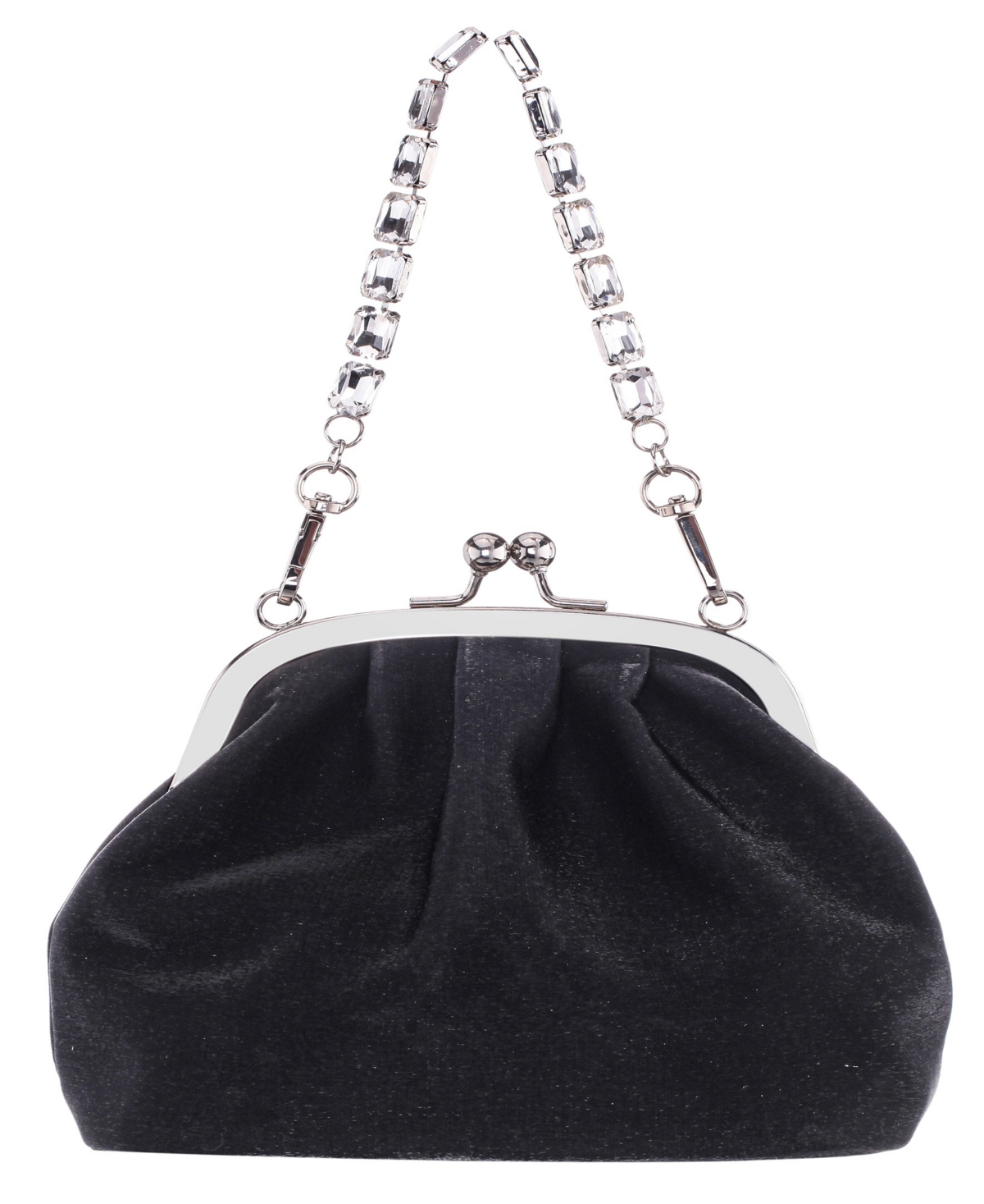 Nina Vintage Style Crystal Handle Frame Clutch In Black