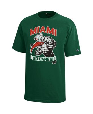 Champion - Big Boys and Girls Green Miami Hurricanes Strong Mascot T-Shirt