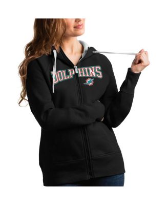Antigua - Women's Black Miami Dolphins Wordmark Victory Full-Zip Hoodie