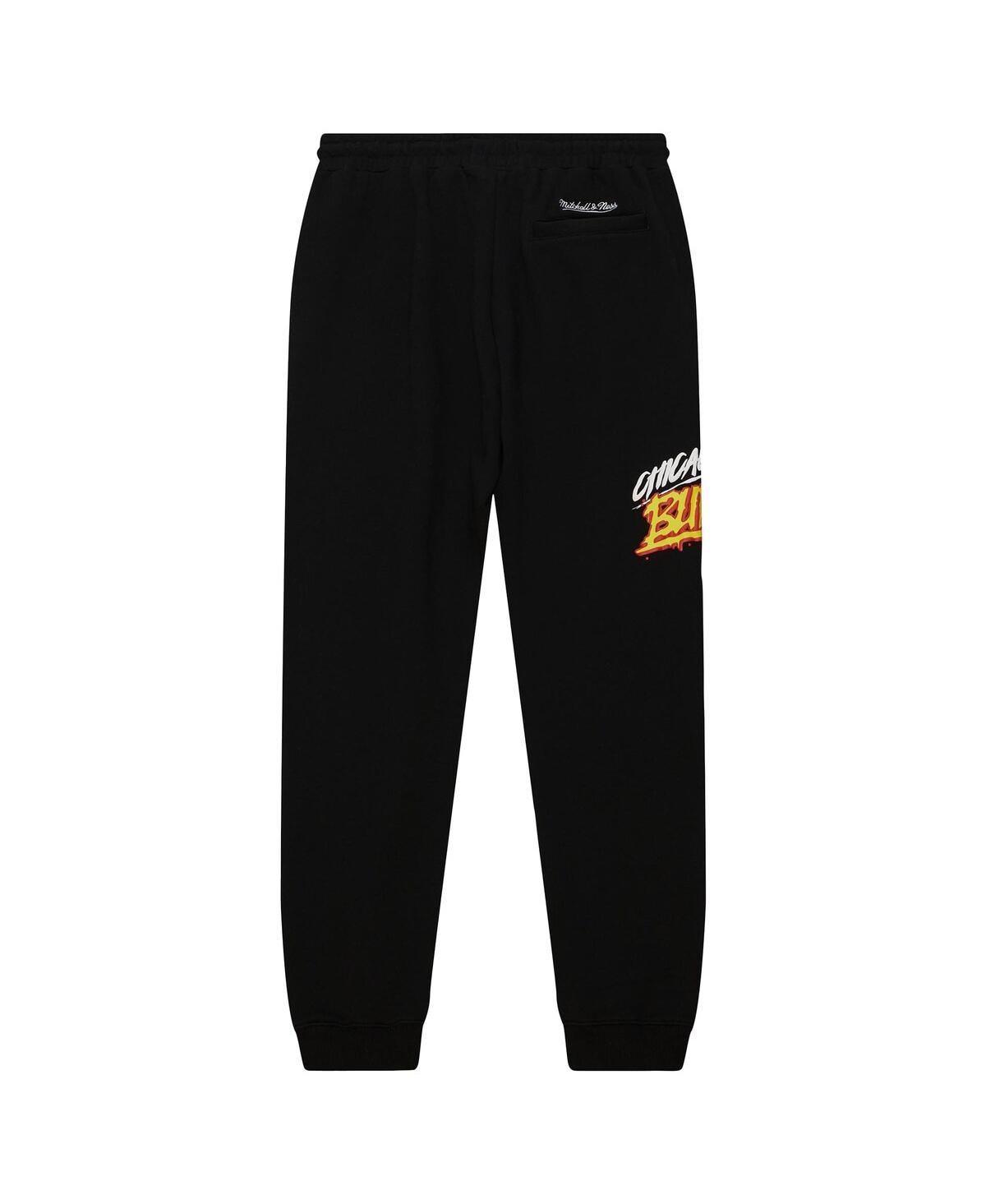 Mitchell & Ness Men's Black Chicago Bulls Slap Sticker Sweatpants In Black