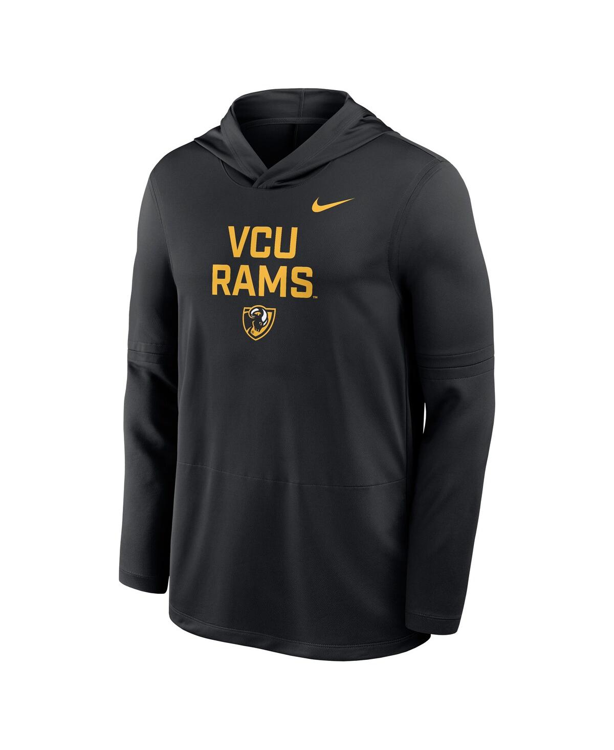 Nike Men's Black Vcu Rams Sideline Dri-fit Lightweight Hooded Sweatshirt In Black