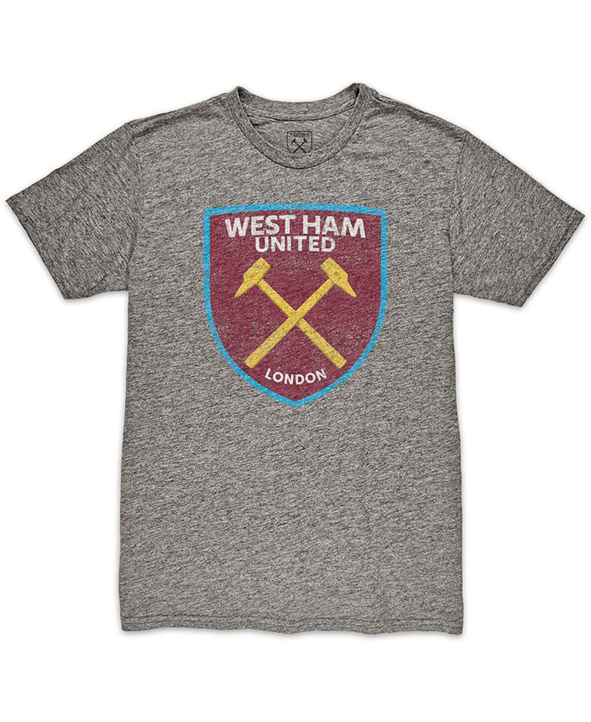 1863fc Men's Heather Gray West Ham United Color Crest Twisted Tri-blend Slub T-shirt In Gray